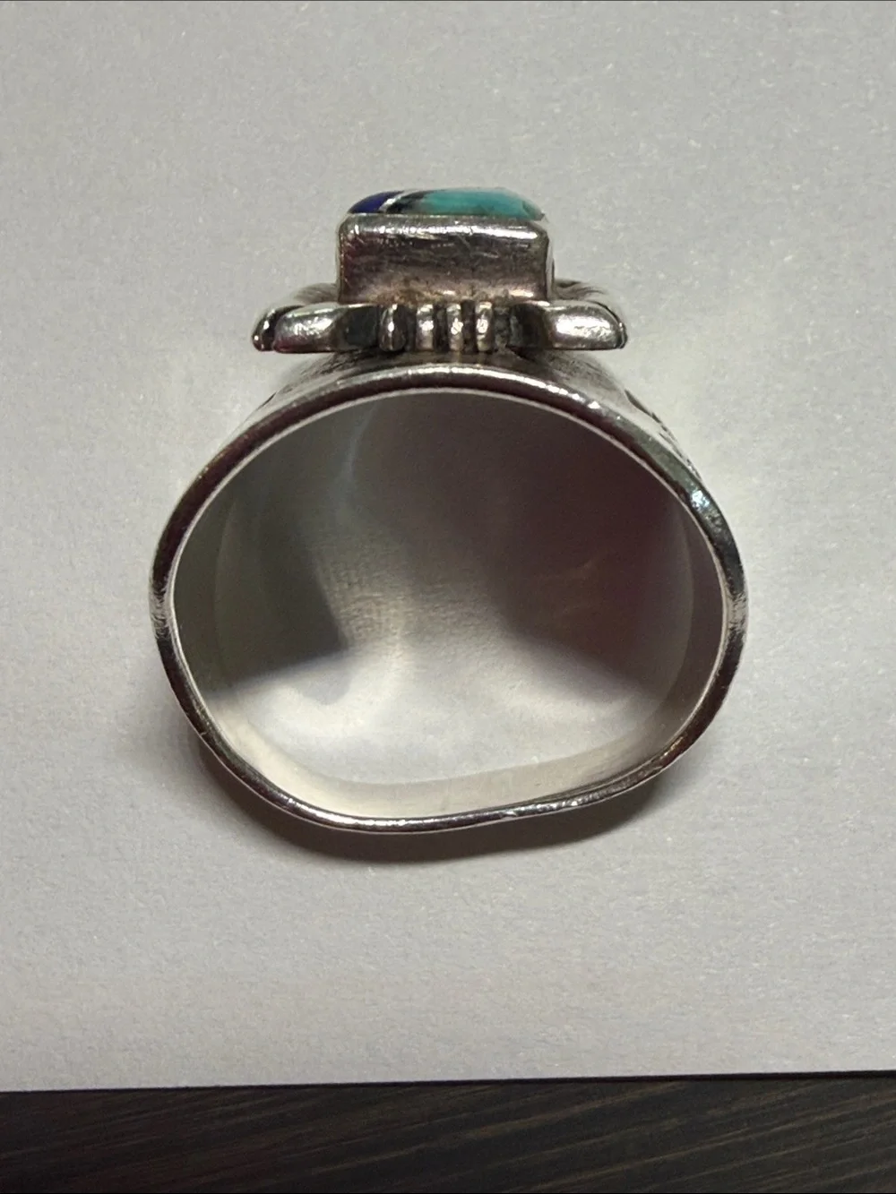 Quoc Turquoise Sterling Silver Turquoise, Mother of Pearl and Lapis Ring